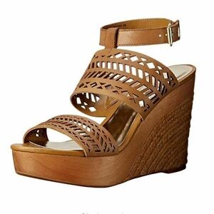 LAUREN RALPH LAUREN WOMEN'S GEORGINA ESPADRILLE WEDGE SANDAL SIZE US 8.5